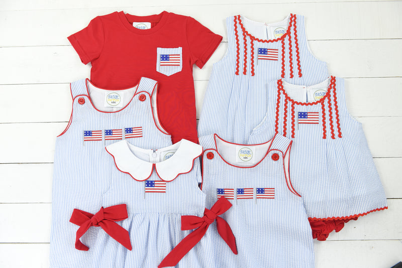 Blue Stripe Flag Boy Short Set