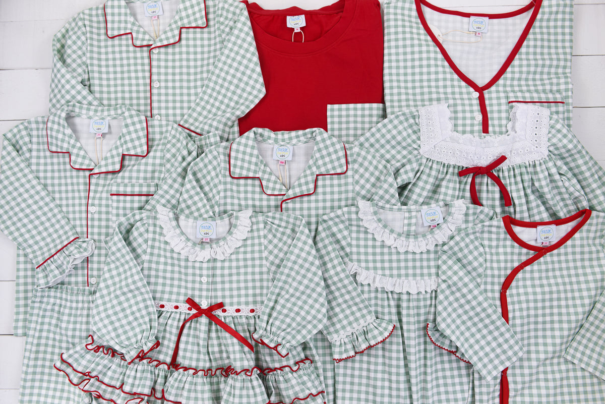 Green Check Dad Two Piece Set