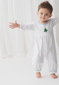 Bitty Dot Christmas Tree Boys Long Romper