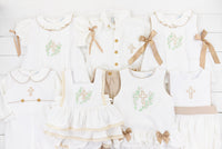 Linen Cross Girl Bubble Short Set