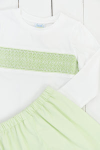 PO110: Elegant Smock Boys Long Sleeve Short Set