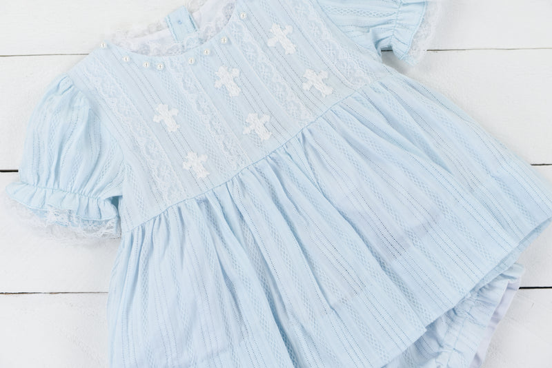 Embroidered Crosses Girls Bloomer Set