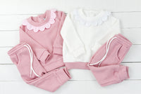 Knit Magnolia White/Pink Girls Jogger Set