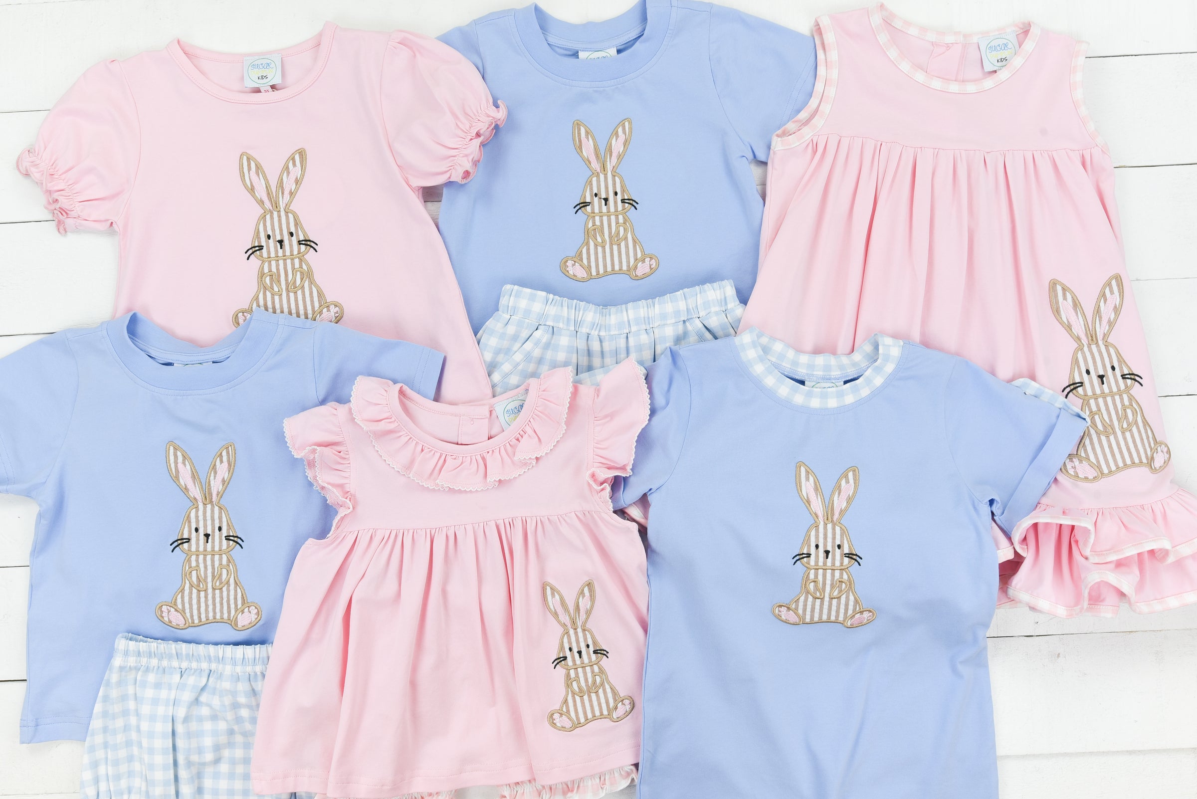 Girls Bunny Applique Bubble Short Set