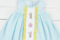 Girls French Knot Bunny and Egg Dress