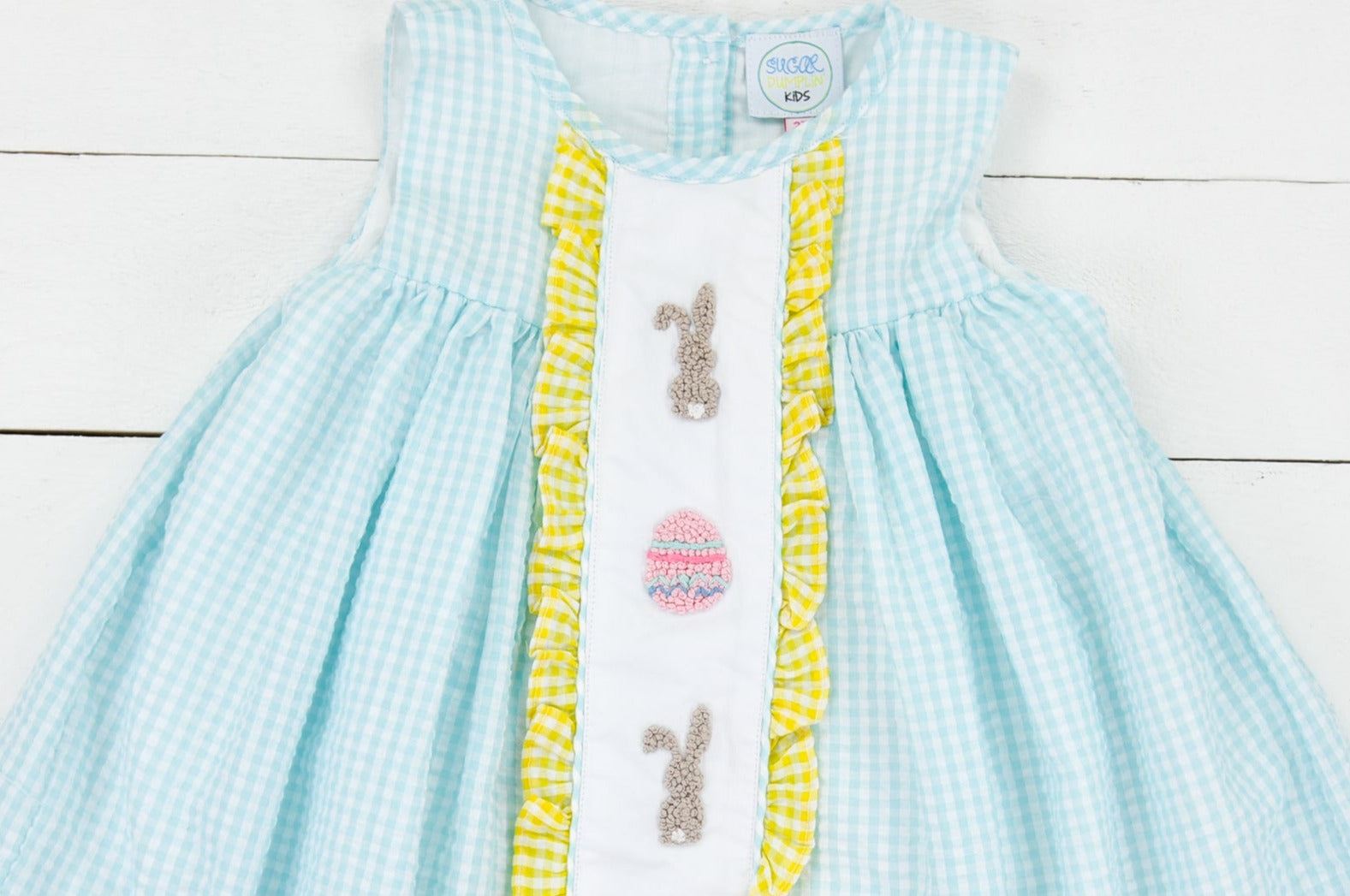 Girls French Knot Bunny and Egg Dress