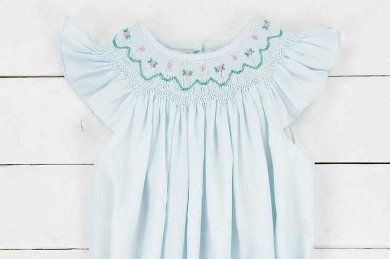 Girls Smocked Mint Bubble