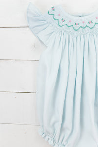 Girls Smocked Mint Bubble