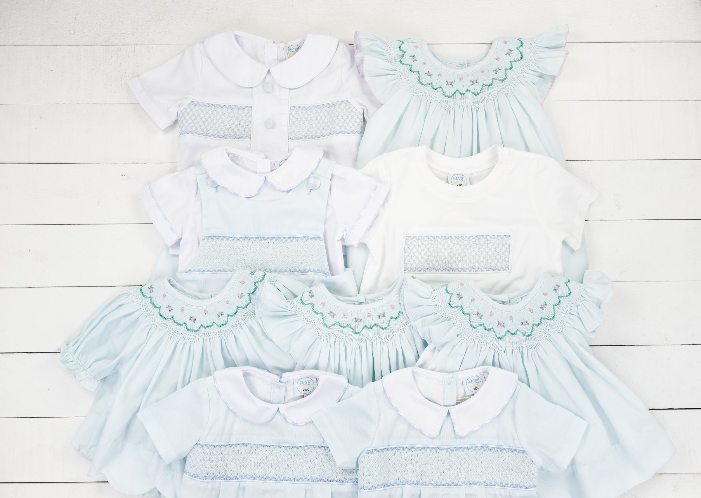 Girls Smocked Mint Bubble