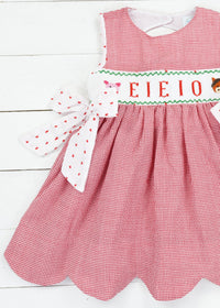 Smocked EIEIO Girls Dress