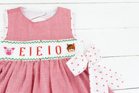 Smocked EIEIO Girls Dress