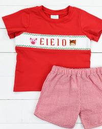 Smocked EIEIO Boys Short Set