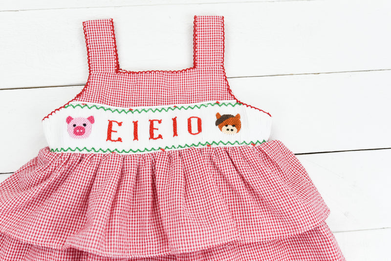 Smocked EIEIO Girls Bloomer Set