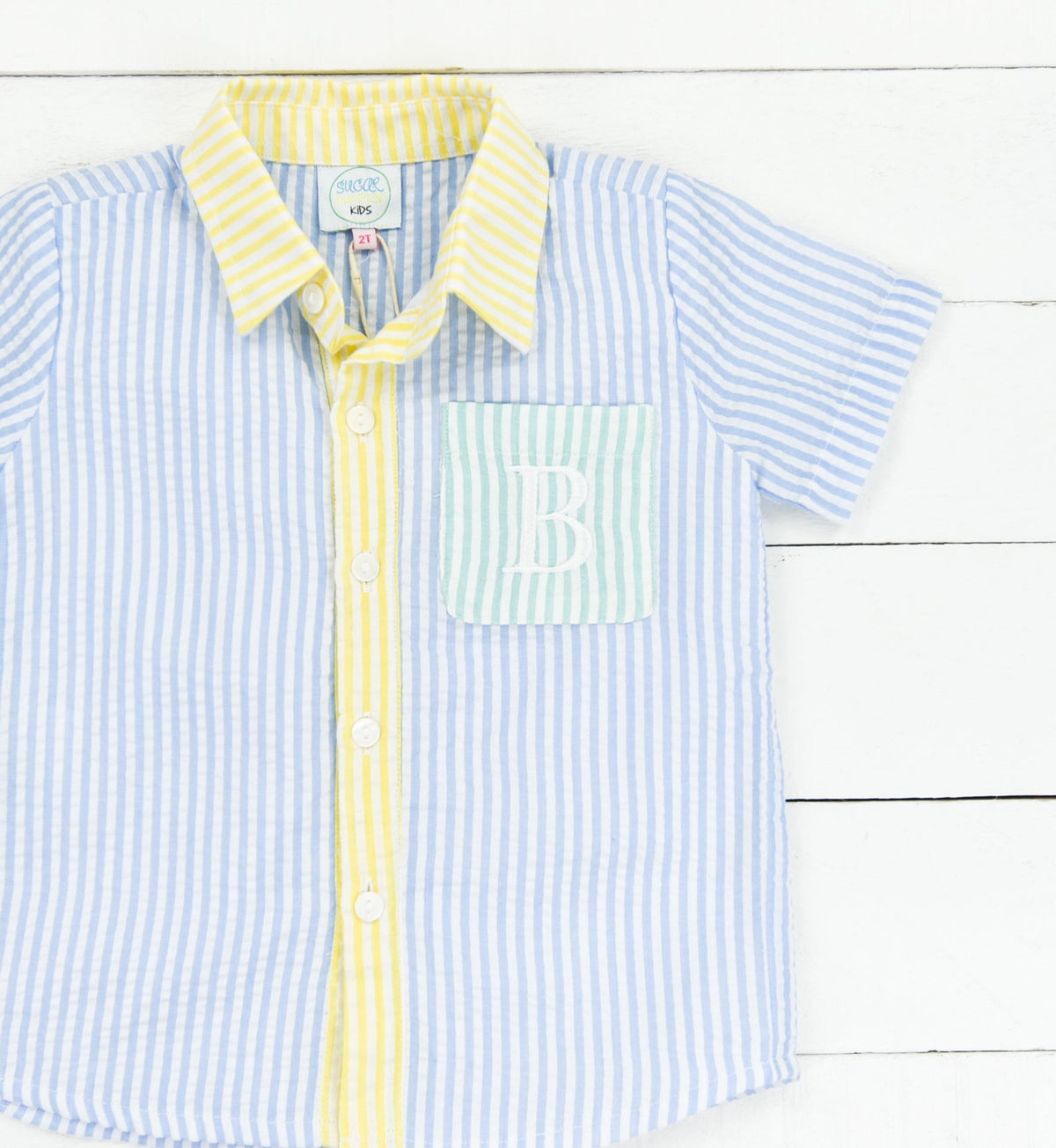 Spring Color Block Boys Button Down Shirt