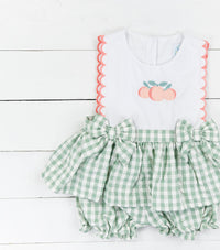 Girls Summer Peach Bloomer Set