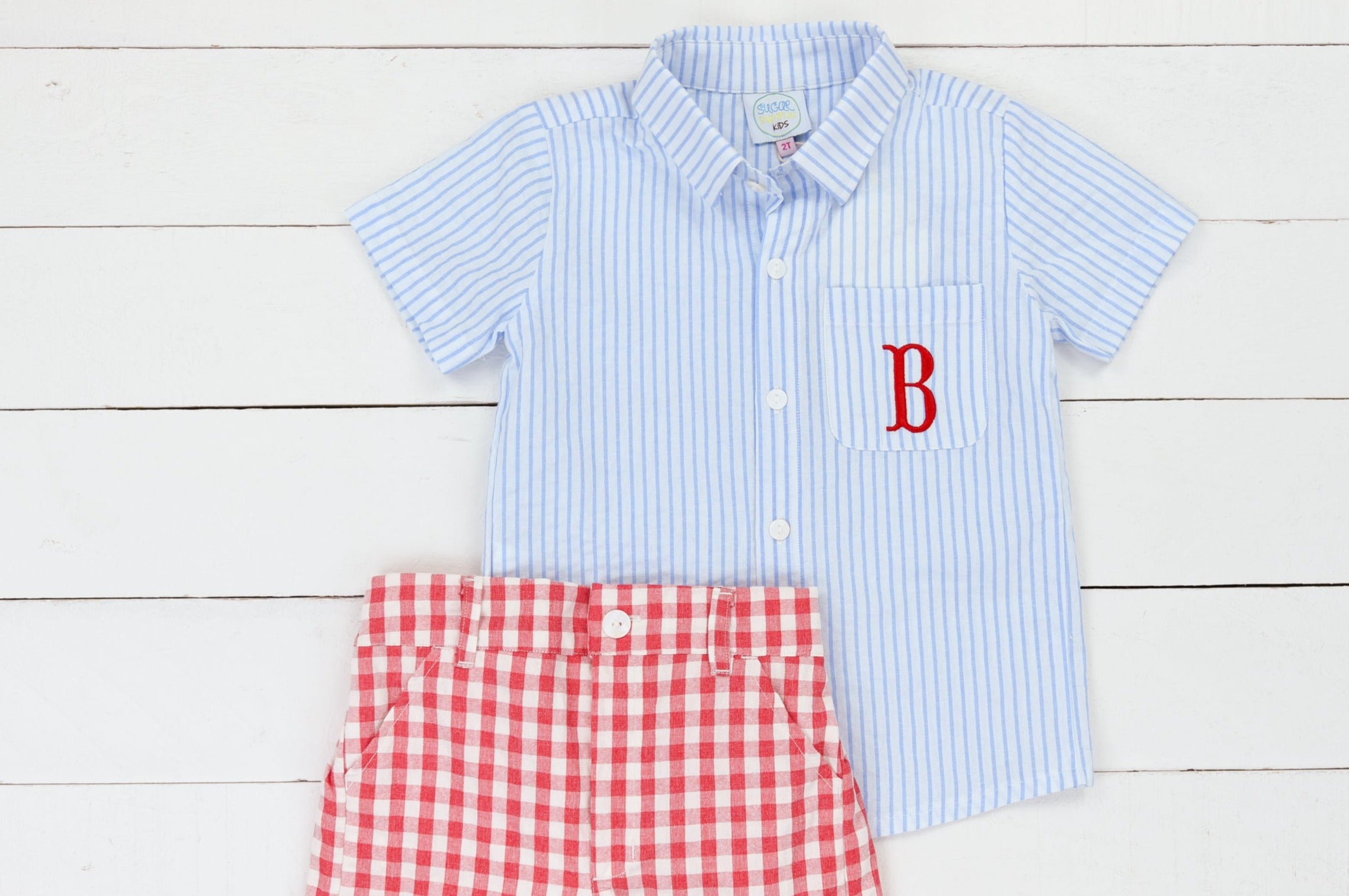 Boys RW&B Seersucker  Short Set