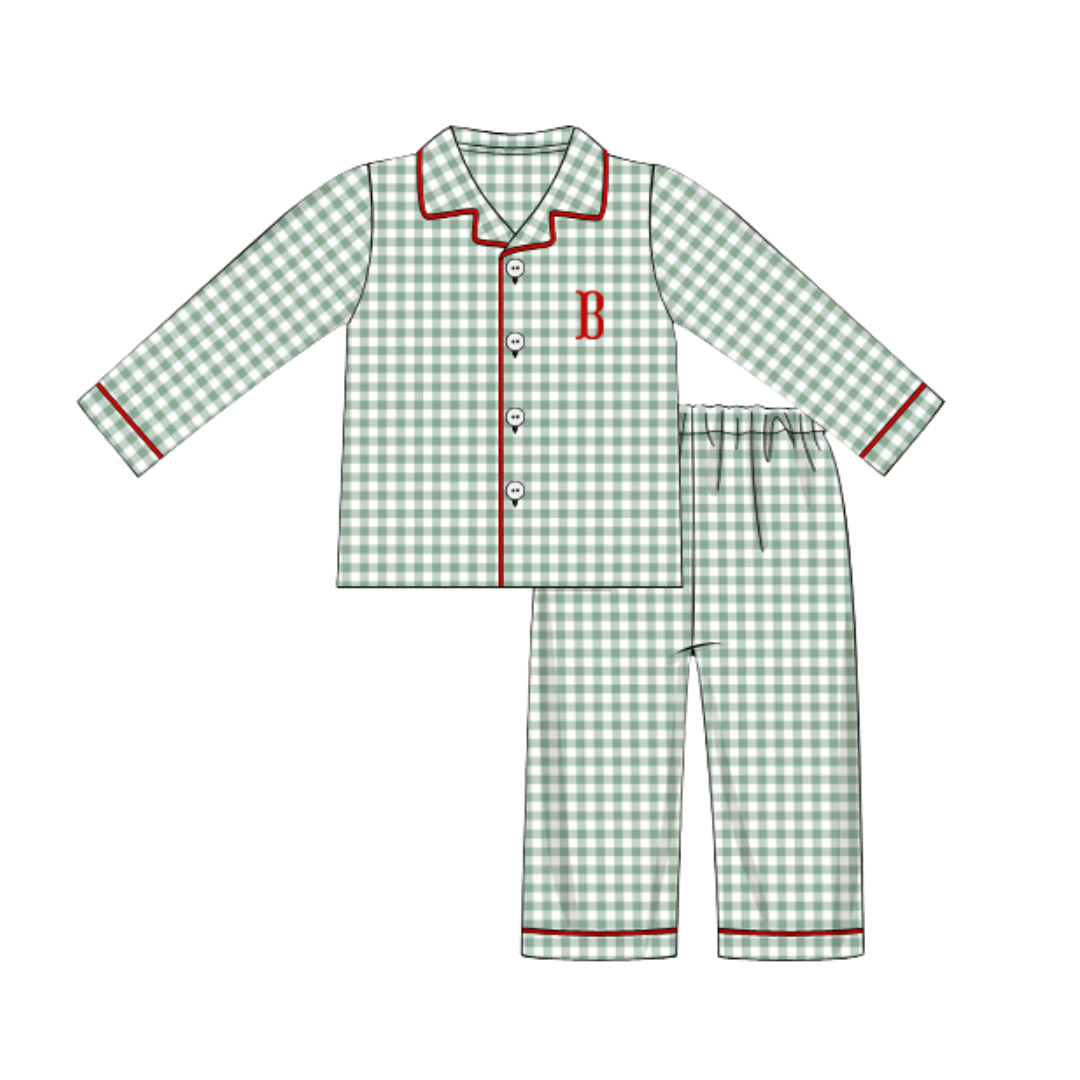 Green Check Boys Lounge Set