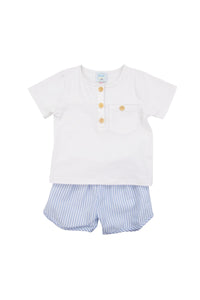 Boys Blue Seersucker Shorts Set