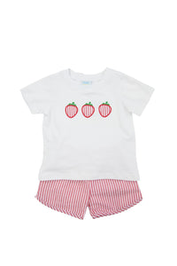 Boys Strawberry Seersucker Shorts Set