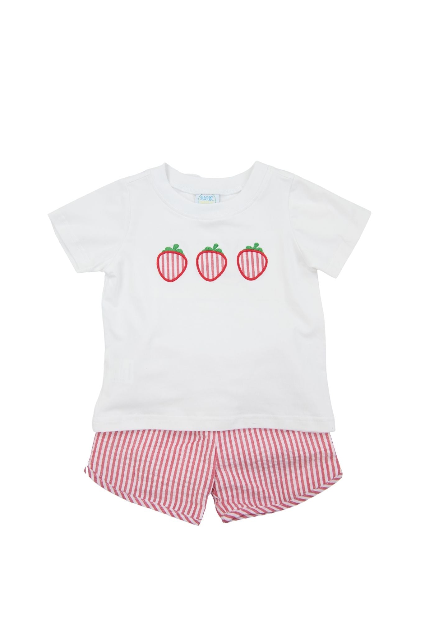 Boys Strawberry Seersucker Shorts Set