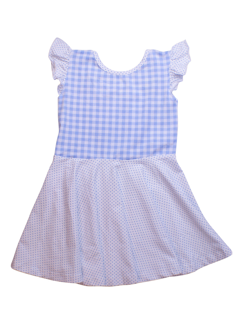 Girls Blue Check Twirl Dress