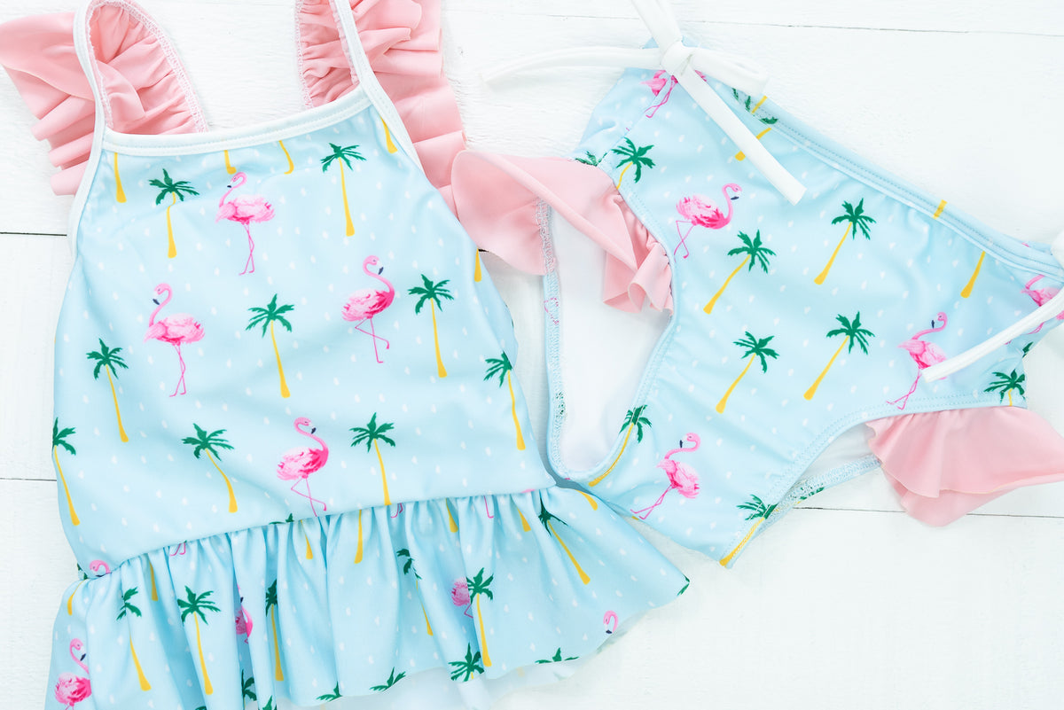 Girls Flamingo 2 Piece Swimsuit