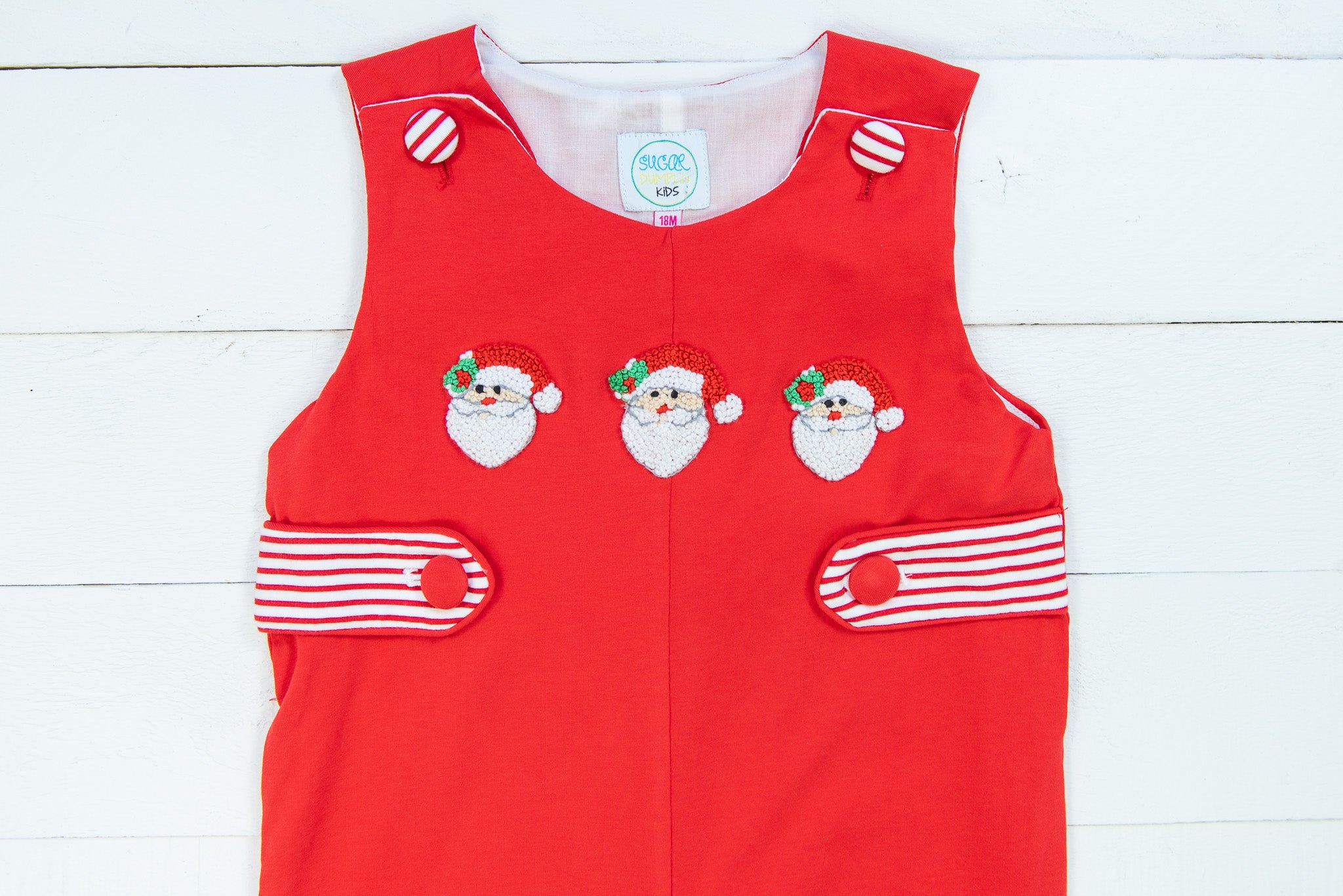 Boys Pinstripe White Santa Longall