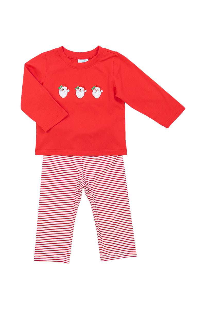 Boys Pinstripe White Santa Pant Set