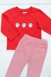 Boys Pinstripe White Santa Pant Set