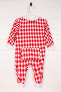 Boys Knit Red Check Flap Pajamas