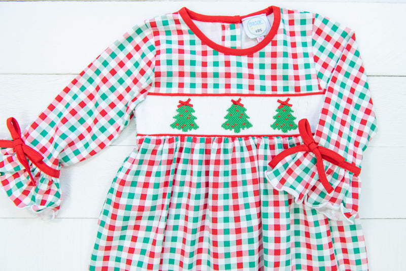 Girls Knit Smocked Tree Dress