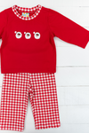 Boys French Knot Black Santa Pants Set