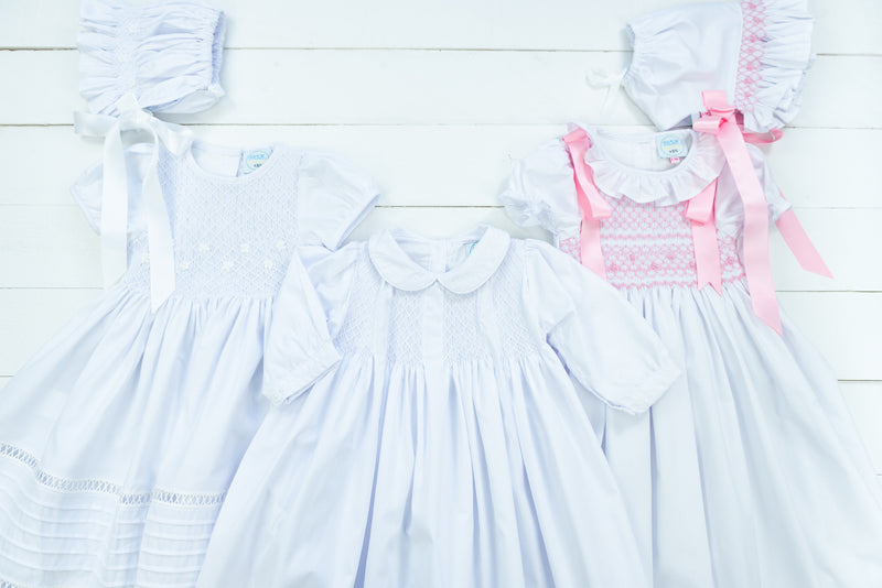 Girls White Gown With Bonnet