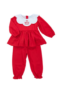 Girls Classic Red Pants Set