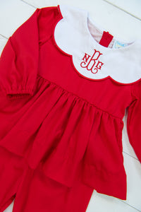 Girls Classic Red Pants Set