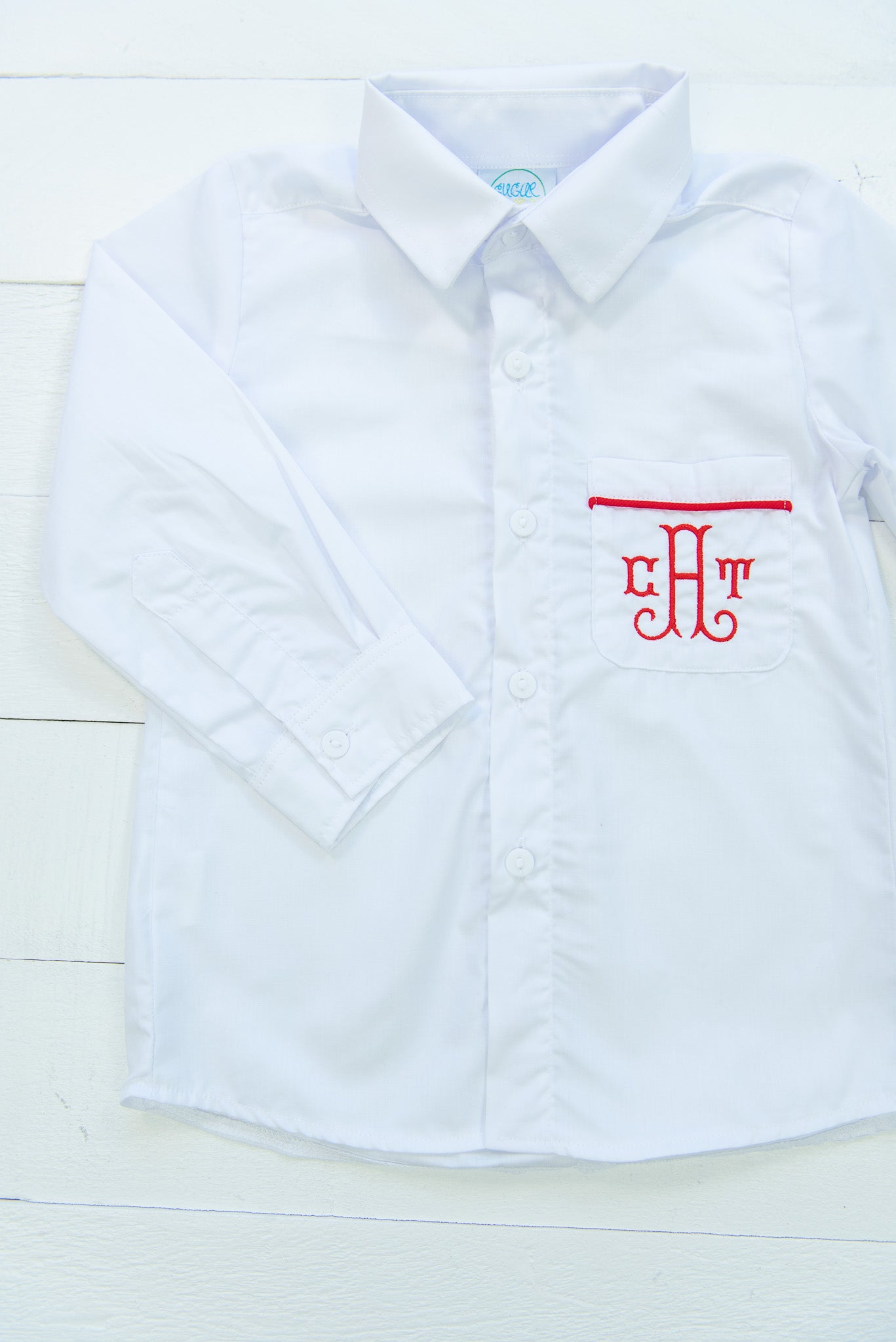 Boys White/Red Dress Shirt