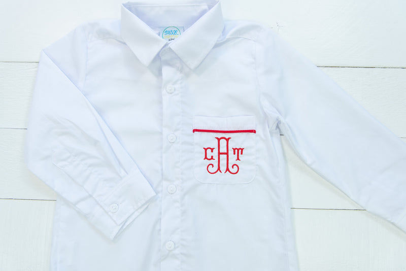 Boys White/Red Dress Shirt