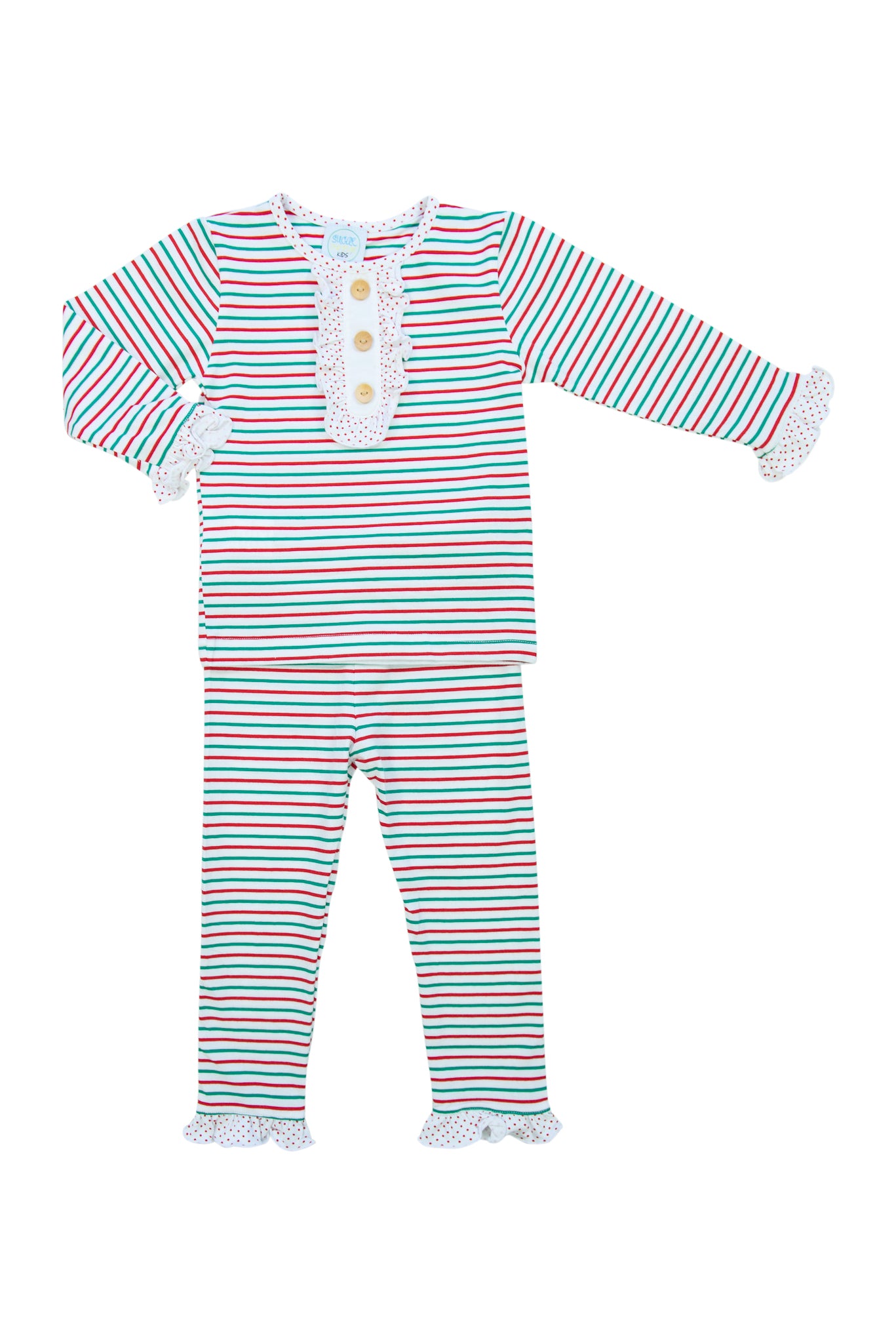 Girls Red/Green Stripe PJ Pant Set