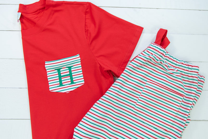 Dad Red/Green Stripe PJ Pant Set