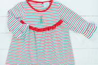 Girls Red/Green Stripe Nightgown