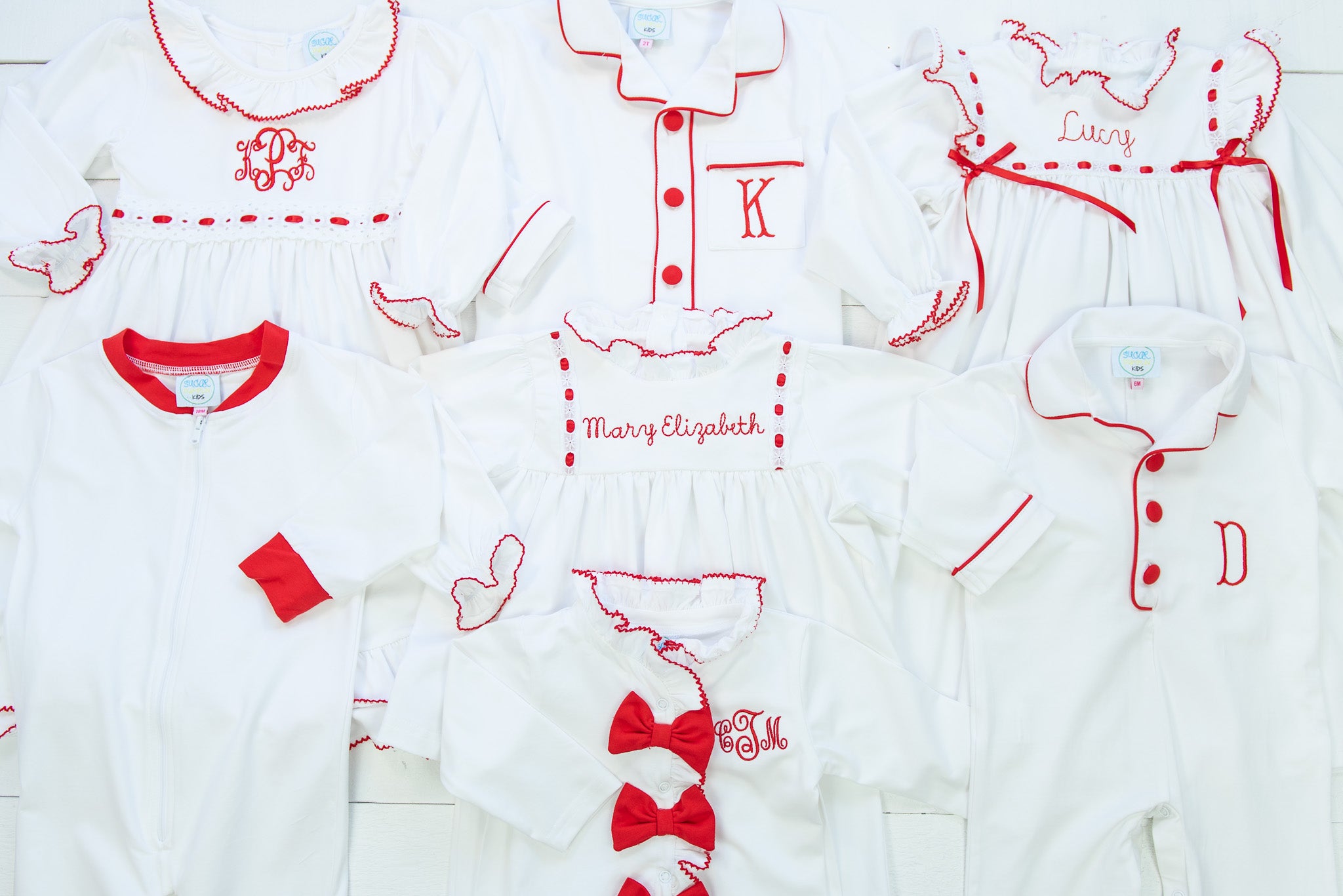 Girls White/Red Bow PJ