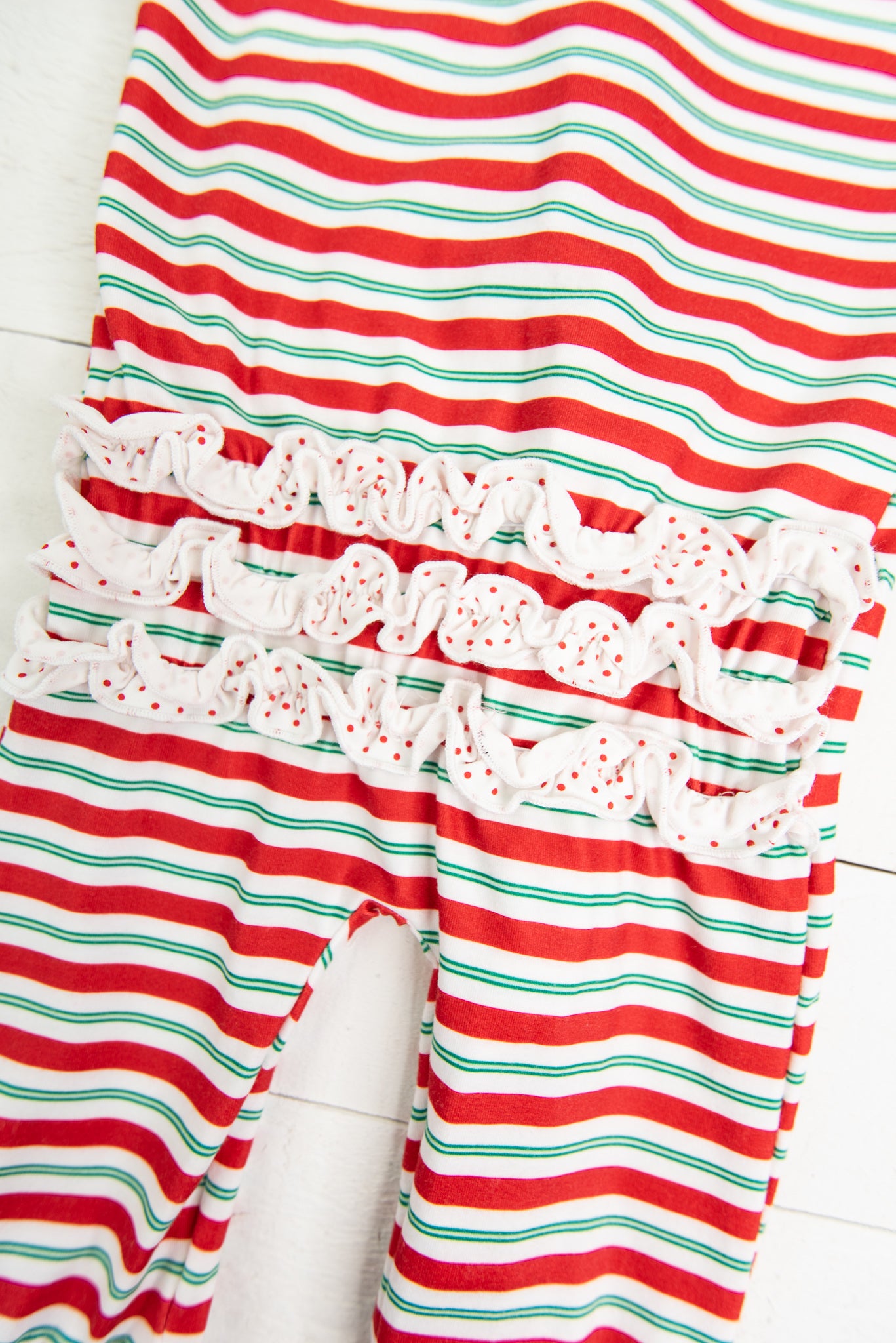 do not have Red/Green Stripe Ruffle Zip Up PJ