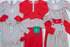 Boys Knit Green/Red Check Romper