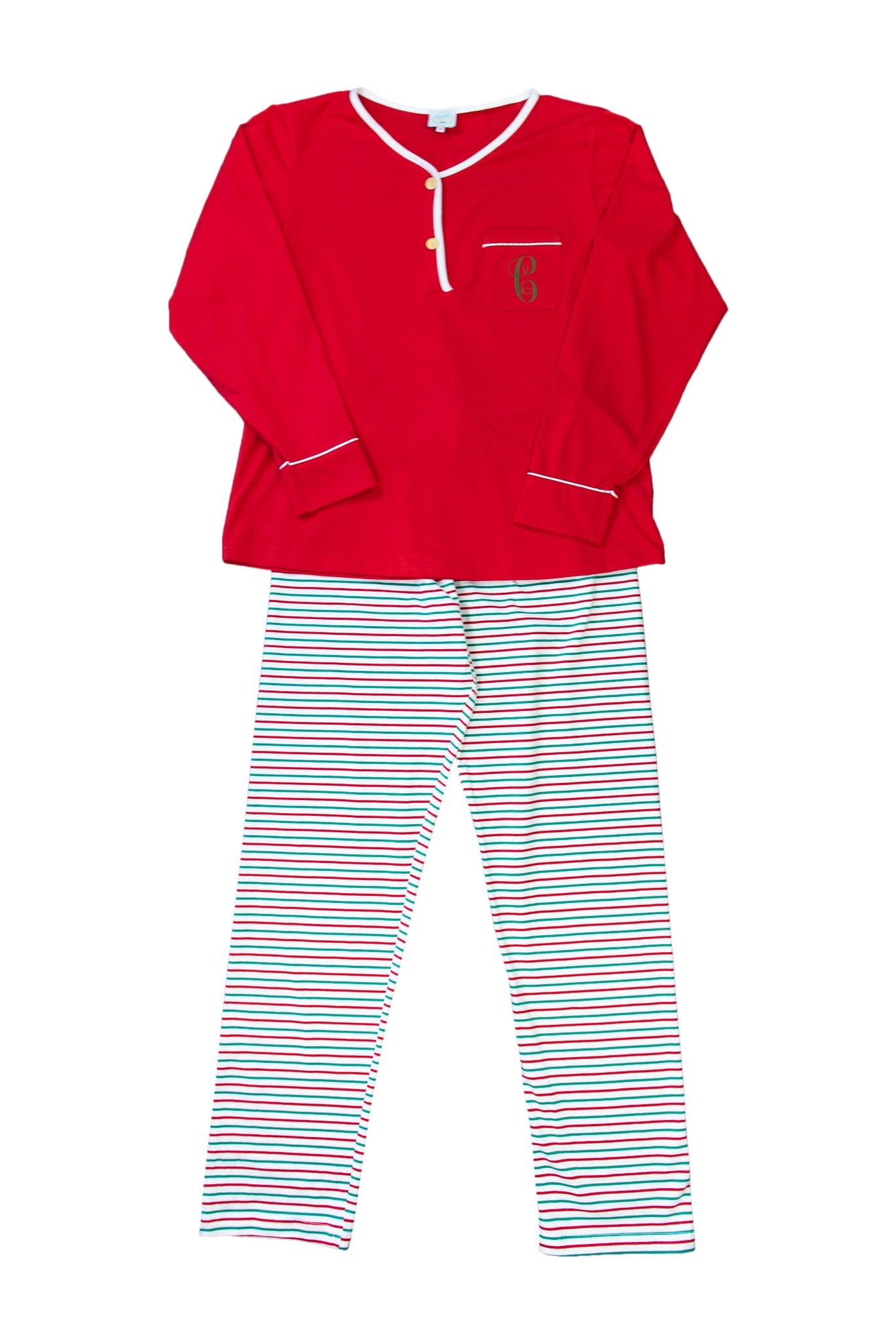 Mom Red/Green Stripe PJ Pant Set