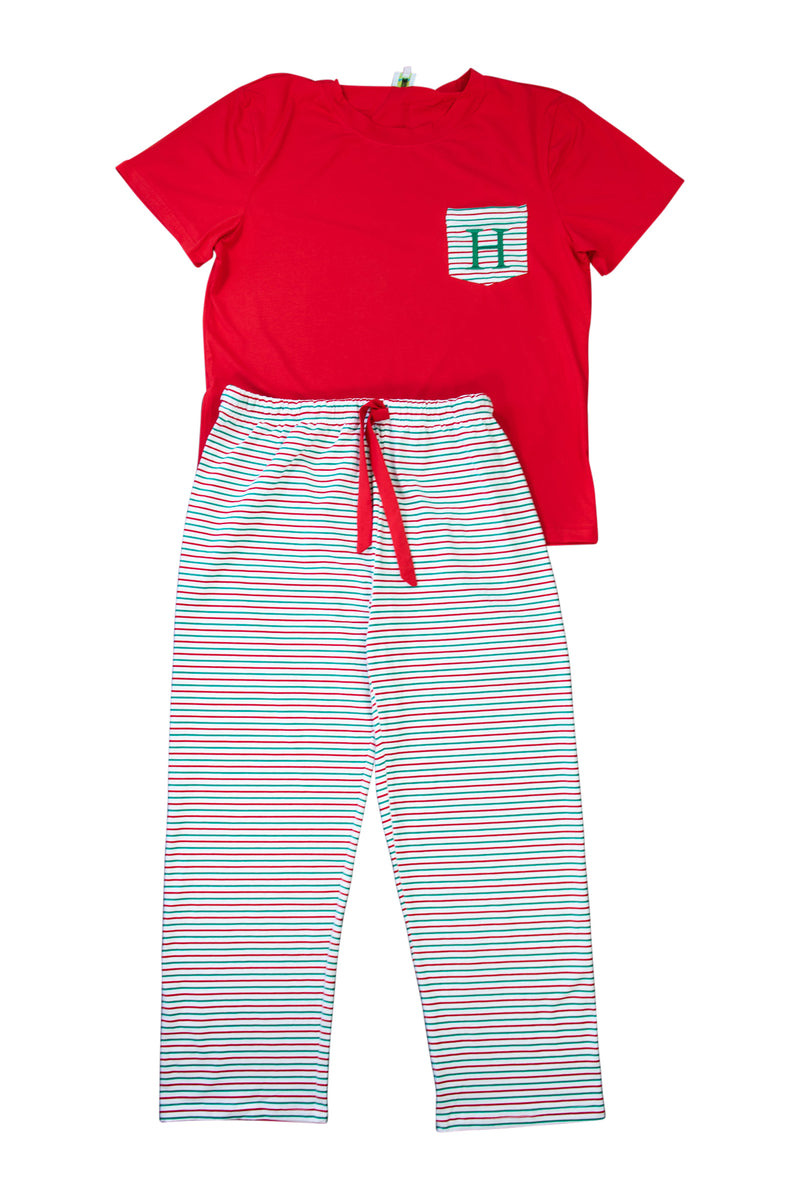 Dad Red/Green Stripe PJ Pant Set