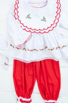 Girls Embroidered Holly Bib