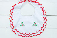 Girls Embroidered Holly Bib