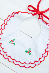 Girls Embroidered Holly Bib