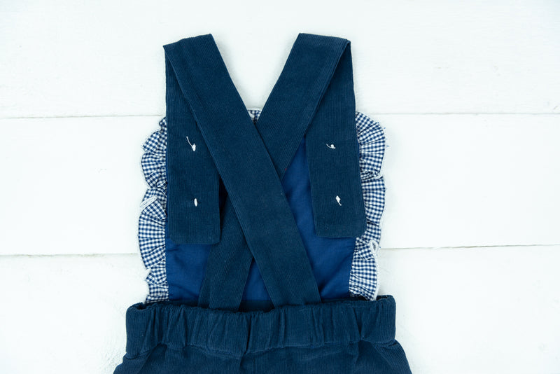 Girls Navy Corduroy Romper