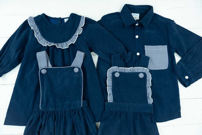 Girls Navy Corduroy Romper